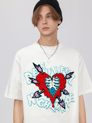 Blanche  T Shirts Aelfric Eden Heart-shaped Embroidery Print Tee - HXJ-4629349